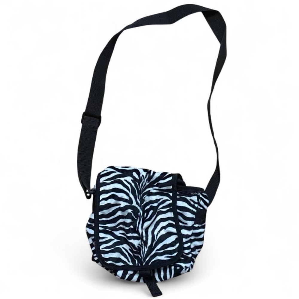 Addicted Black and White Zebra Print Faux Fur Crossbody Bag